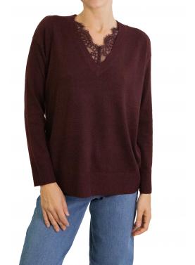 Maglione con scollo a V con dettagli in pizzo 